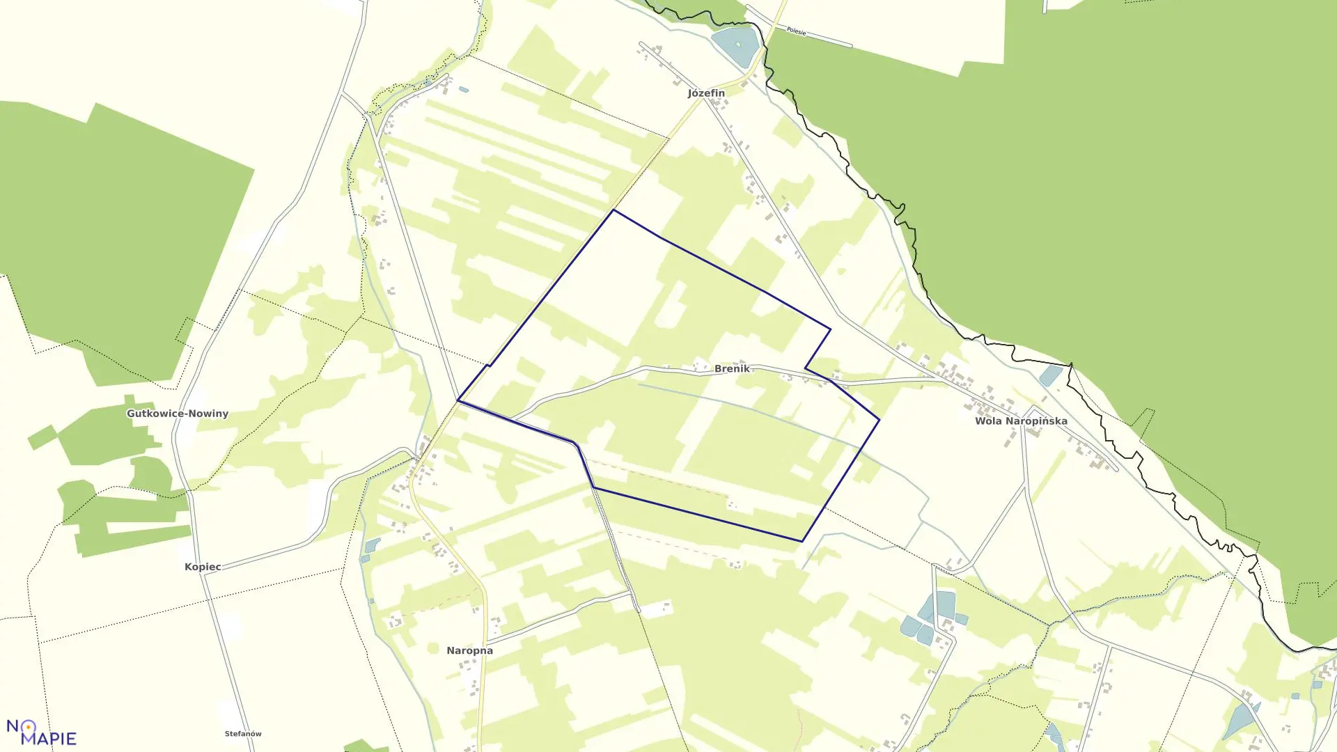 Mapa obrębu BRANIK w gminie Żelechlinek