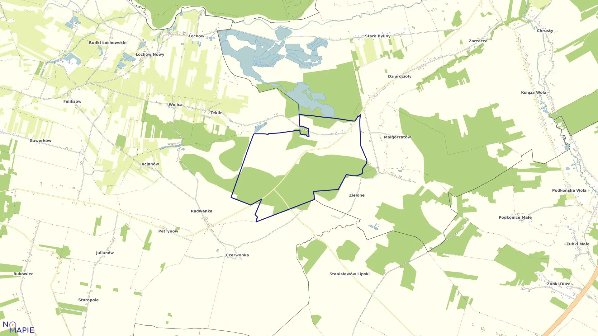 Mapa obrębu BYLINY NOWE w gminie Żelechlinek