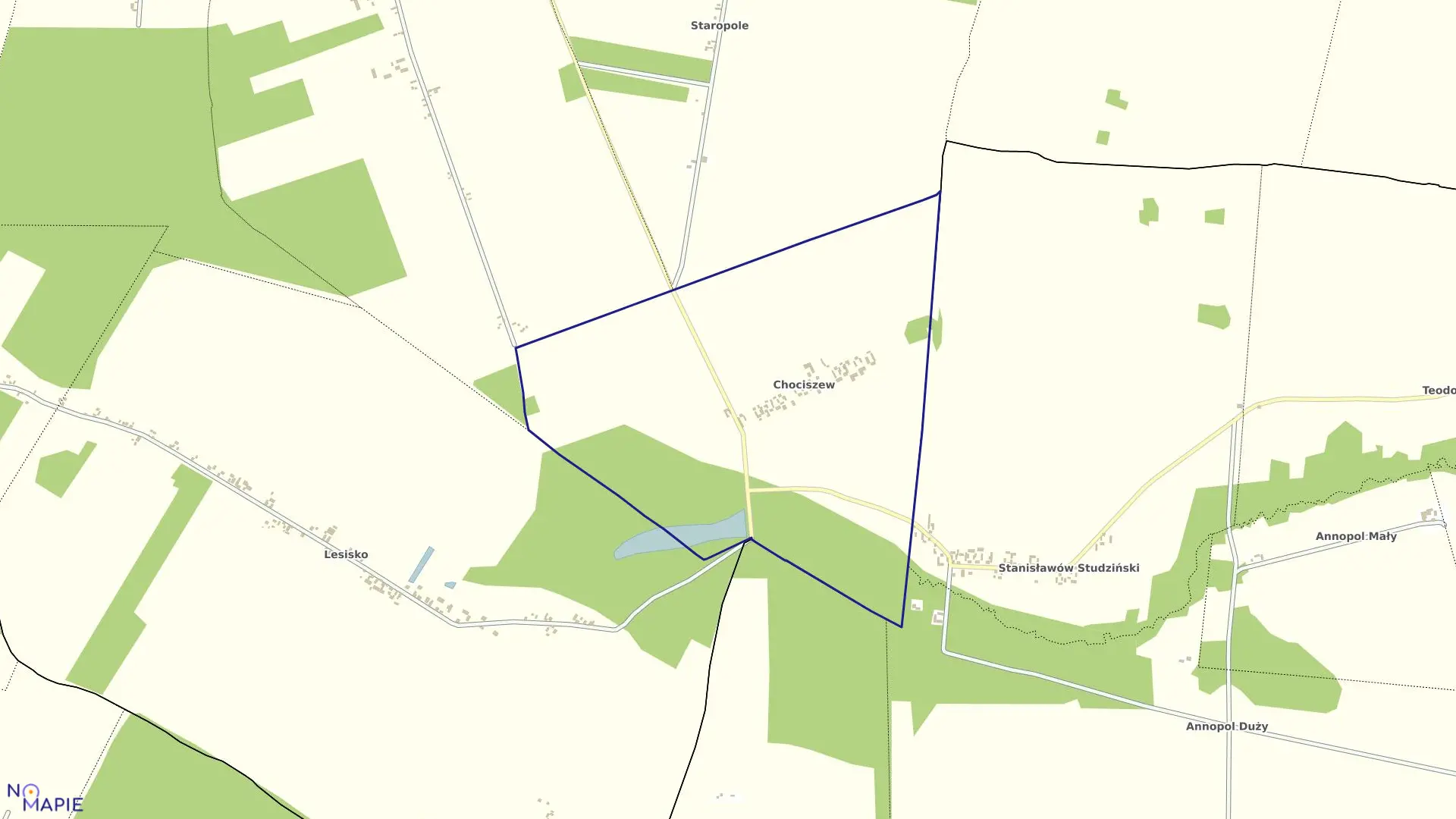 Mapa obrębu CHOCISZEW w gminie Żelechlinek