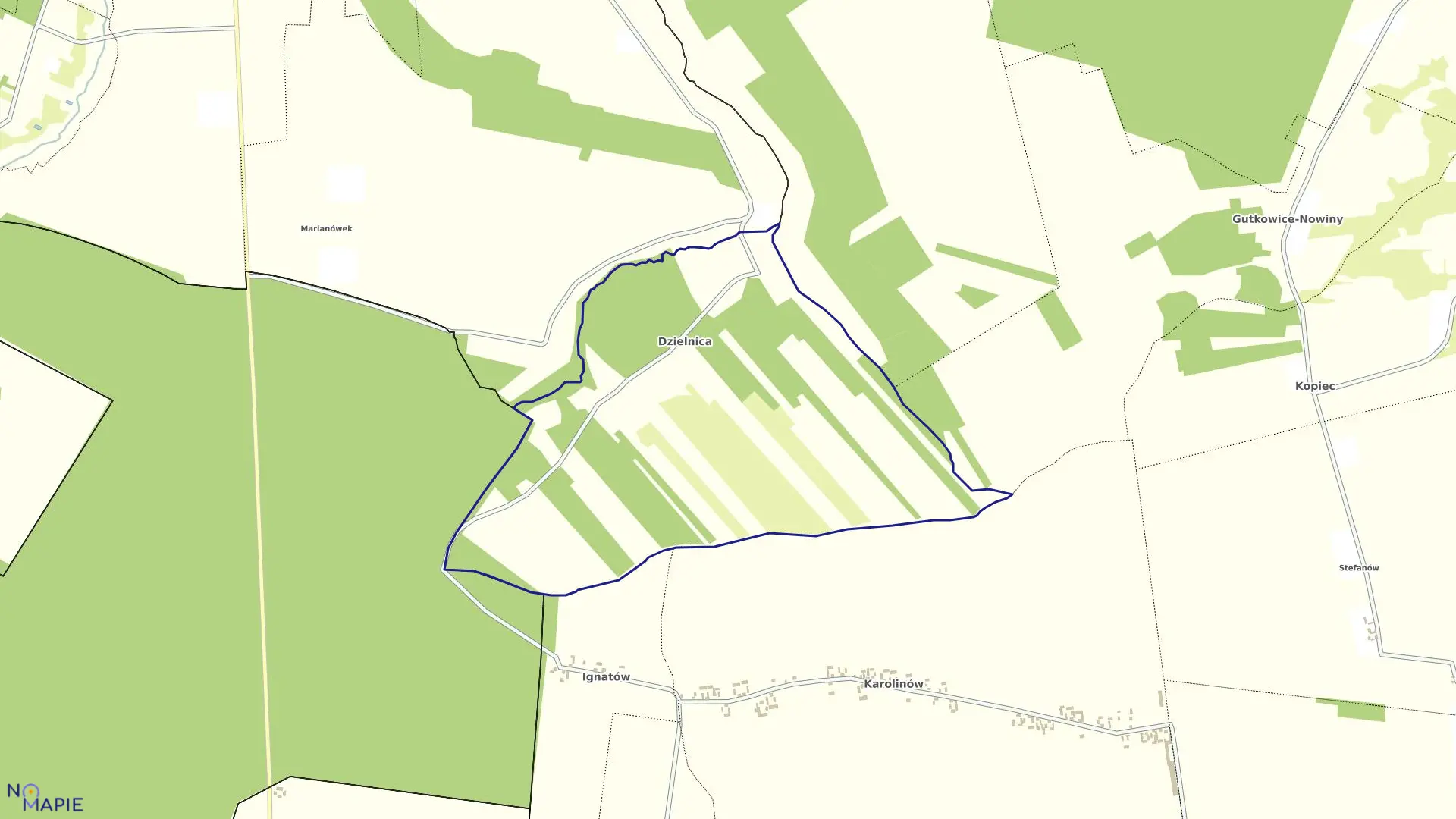 Mapa obrębu DZIELNICA w gminie Żelechlinek
