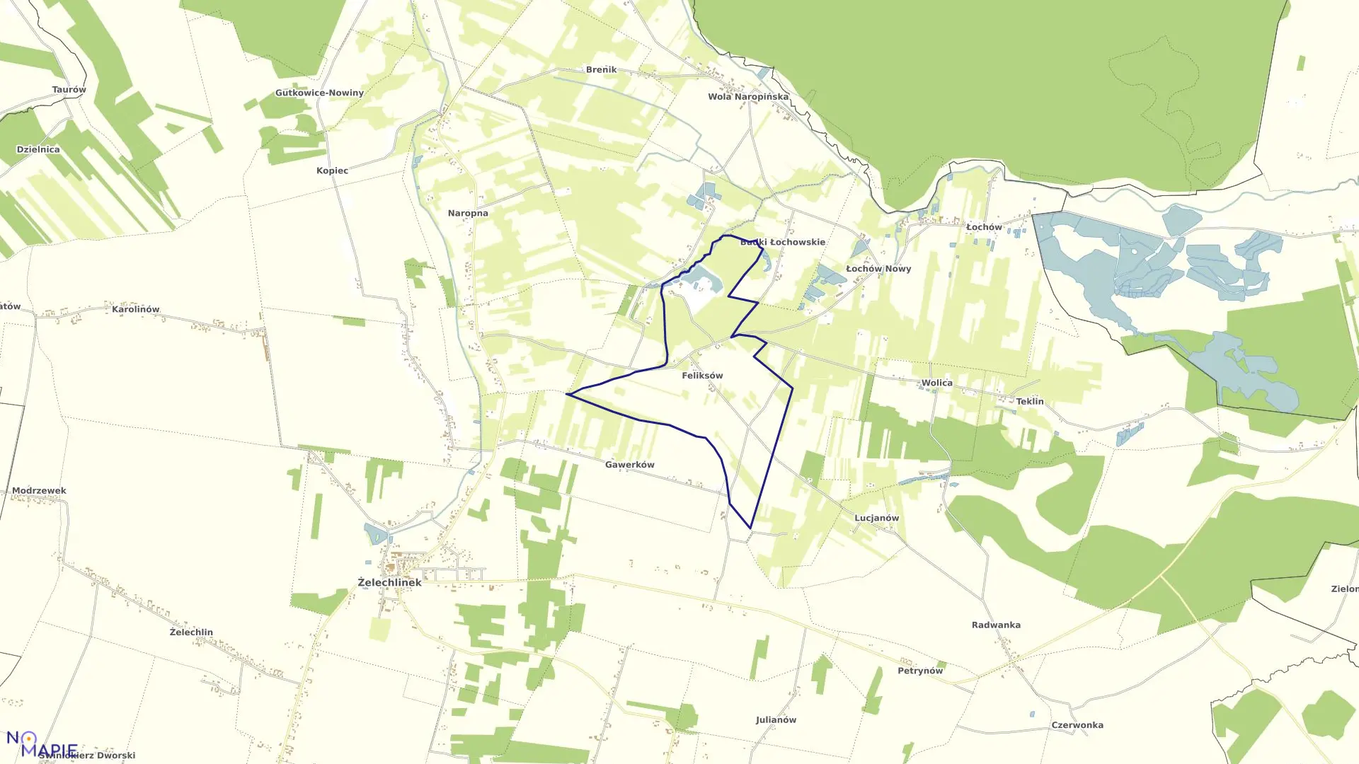 Mapa obrębu FELIKSÓW w gminie Żelechlinek