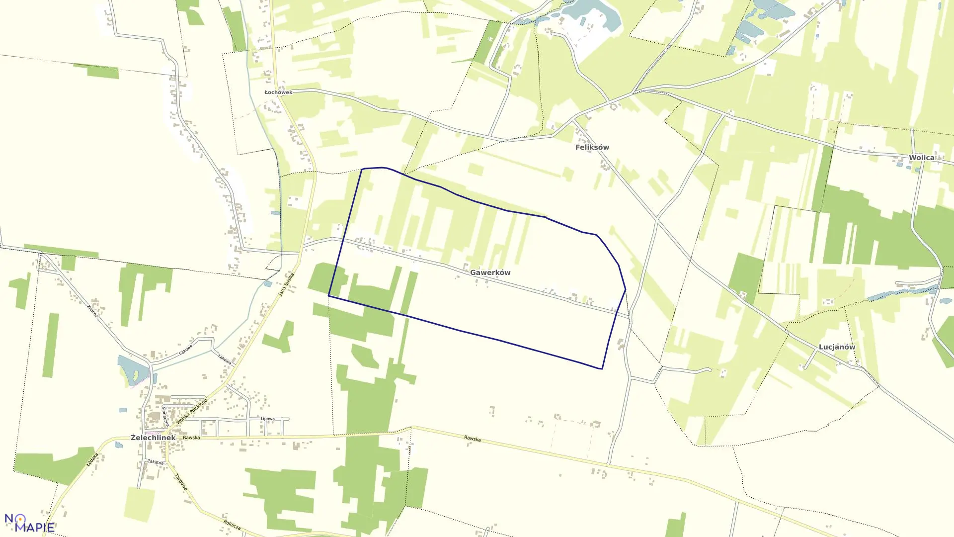 Mapa obrębu GAWERKÓW w gminie Żelechlinek