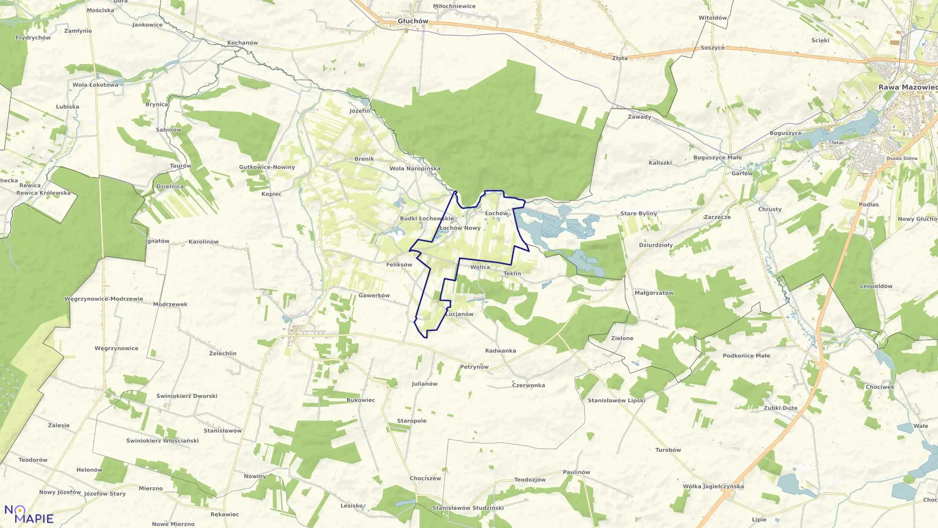 Mapa obrębu ŁOCHÓW w gminie Żelechlinek