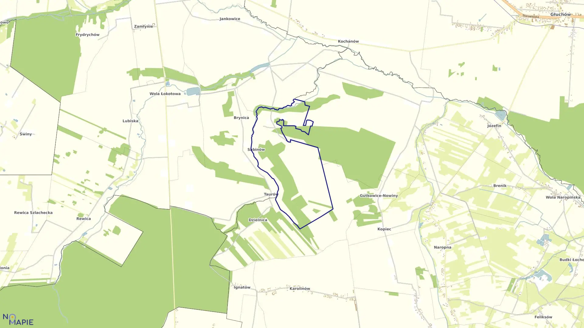 Mapa obrębu SABINÓW w gminie Żelechlinek