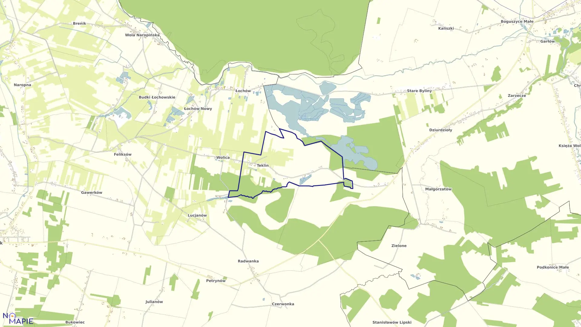 Mapa obrębu TEKLIN w gminie Żelechlinek