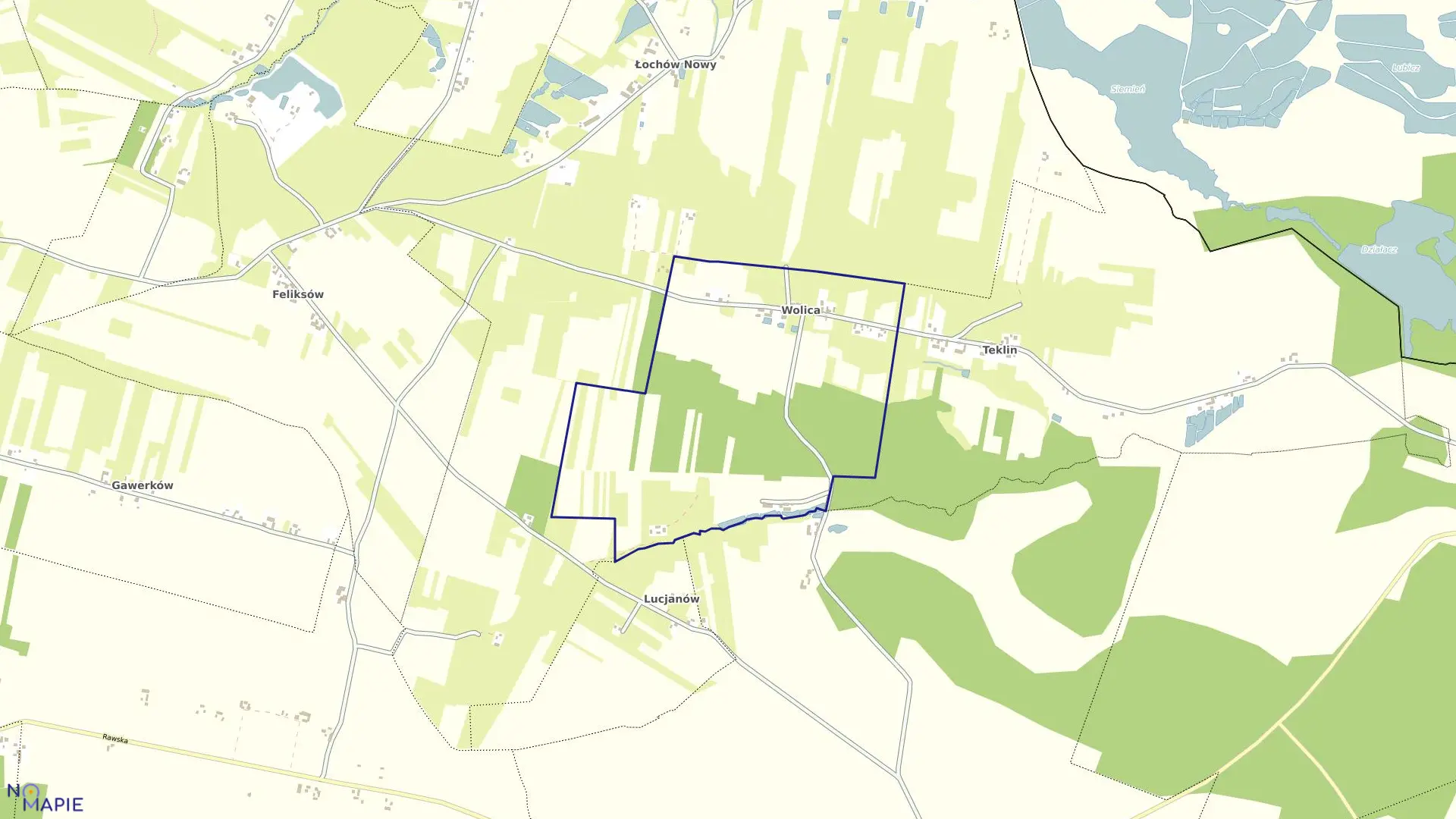 Mapa obrębu WOLICA w gminie Żelechlinek